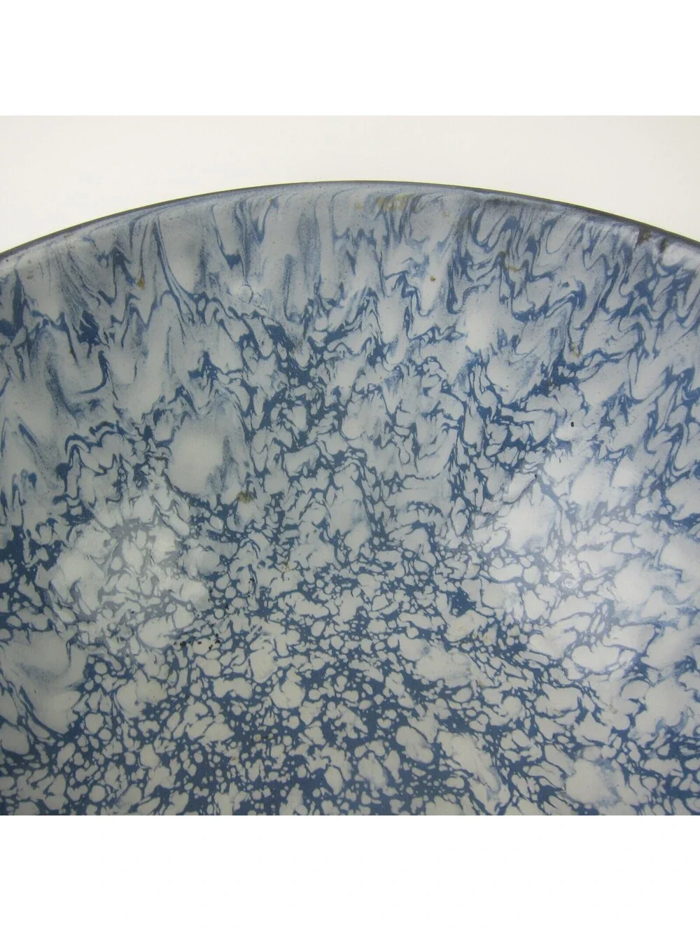 Antique Graniteware Mixing Bowl Blue Swirl 8